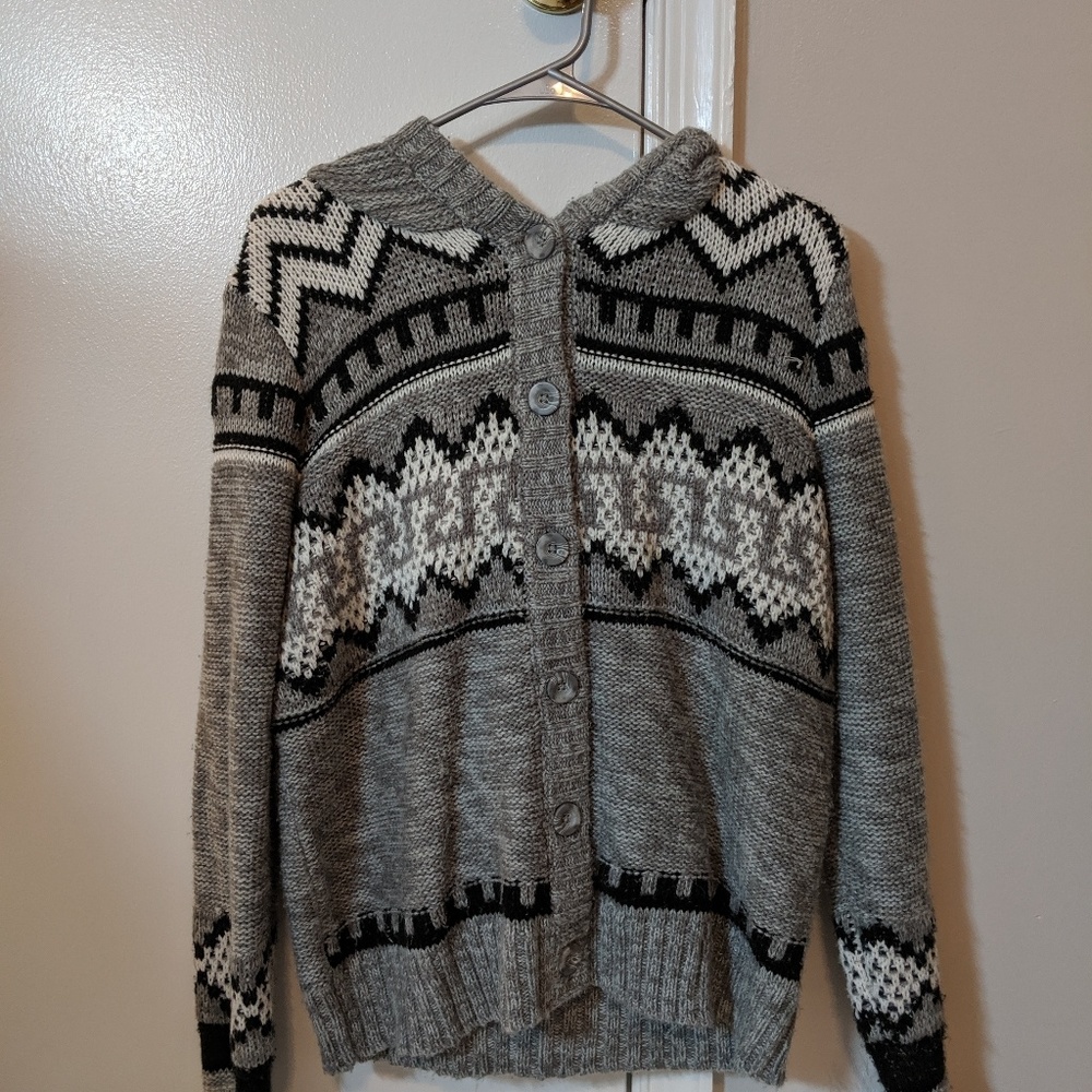 Mossimo Fuzzy Hood Button Up Cardigan Grey XXL